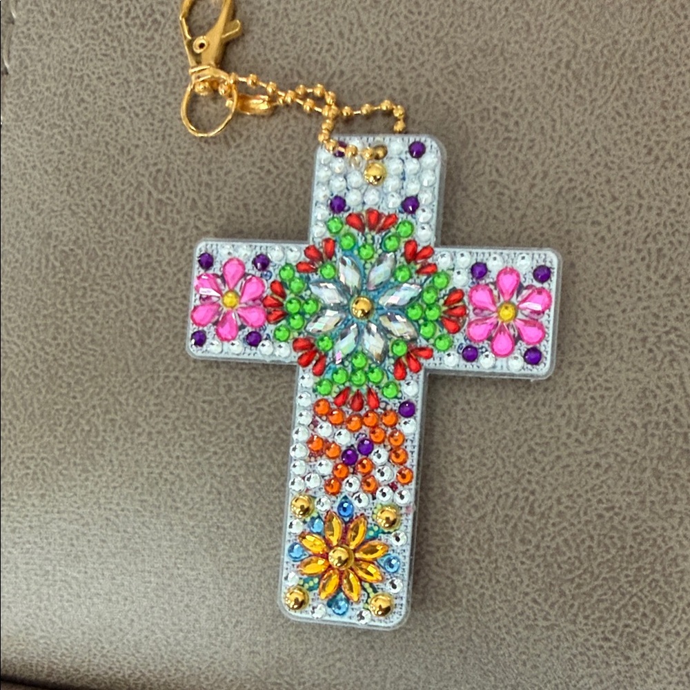 Floral Cross Key Holder - Multicolor